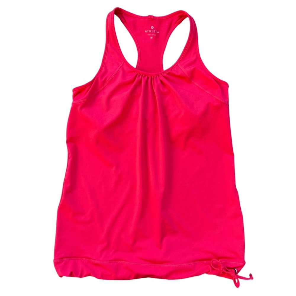 Athleta Women's Athletic Workout Pink Coral Tank Top Shelf Bra Size M